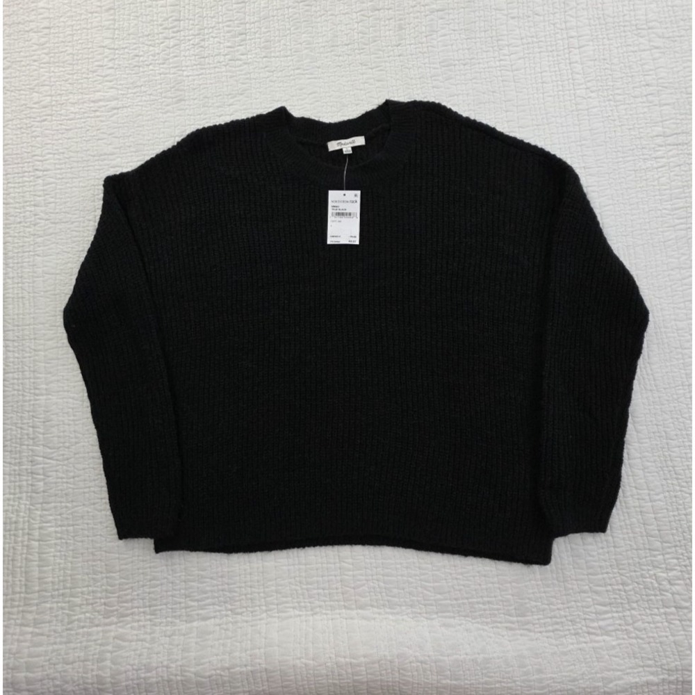 Madewell Alpaca Blend Sweater Women L Large True Black NEW Long Sleeve Crew Neck
